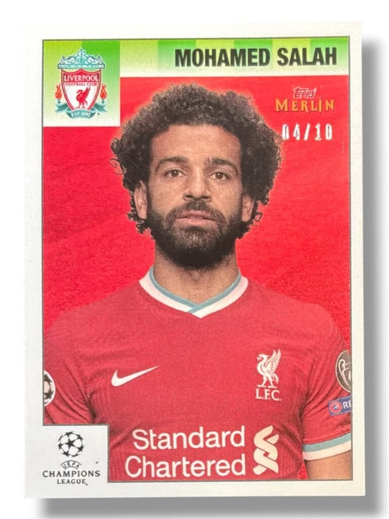 Mohamed Salah | Topps 1st Merlin Heritage 95 Red Color Match | Serial-Numbered 04/10 Card | Liverpool FC | UEFA Champions League
