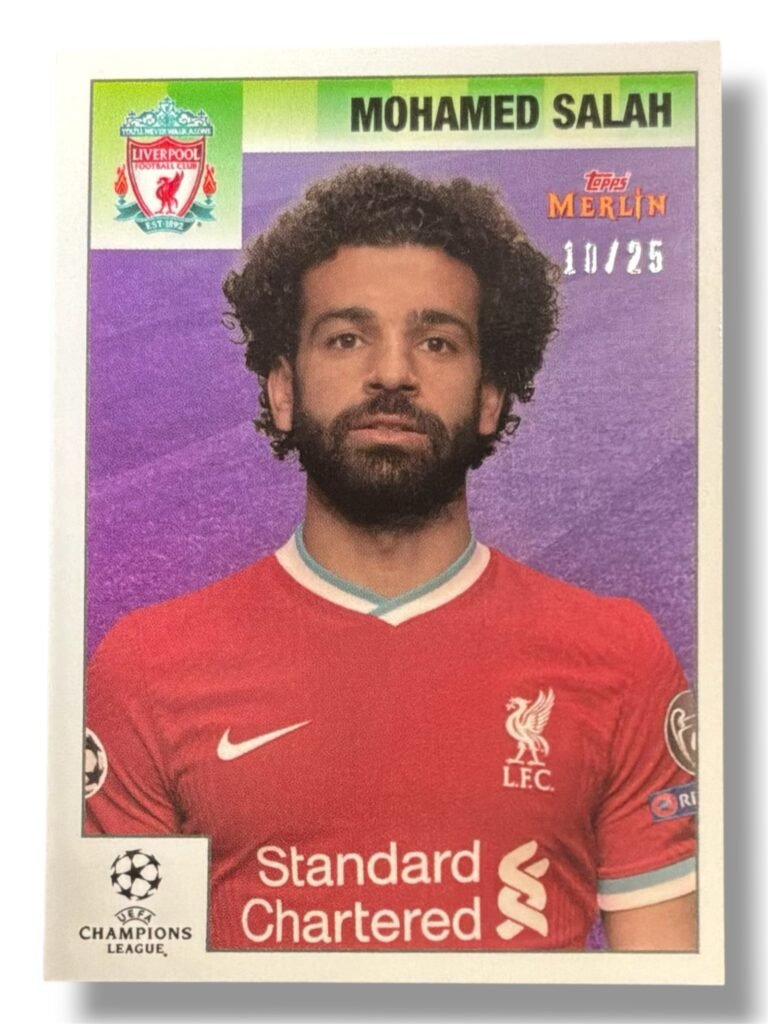 Mohamed Salah | 2020-21 Topps Merlin Heritage 95 Purple Parallel | Serial-Numbered 10/25 | Liverpool FC | UEFA Champions League