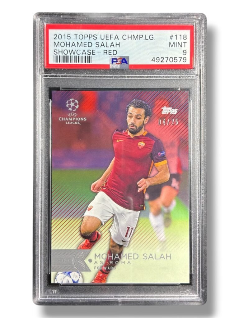 Mohamed Salah | Red Showcase Parallel | Numbered 4/25 | PSA 9 Mint | 2015-16 Topps UEFA Champions League | AS Roma